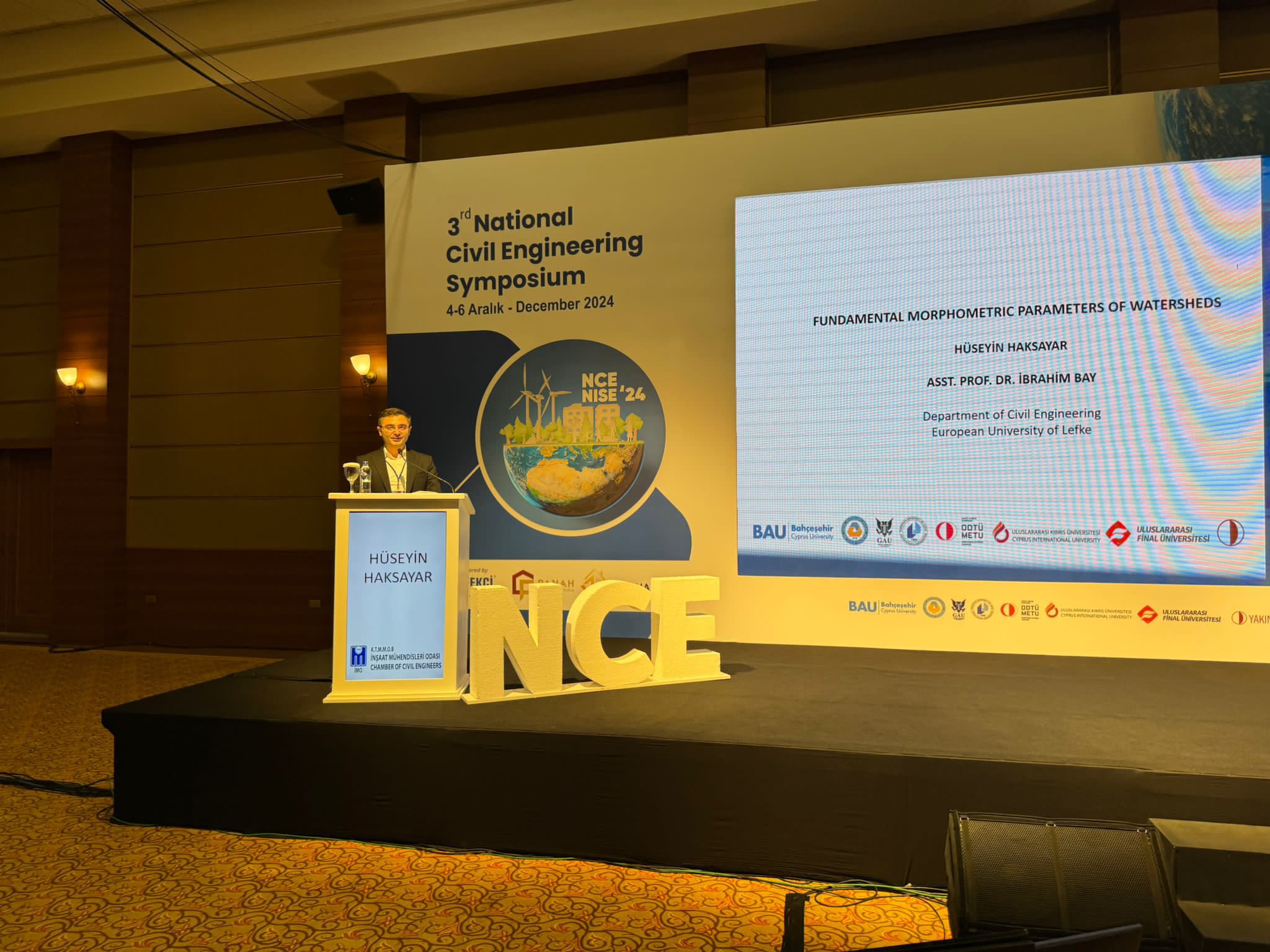 Eastern Mediterranean Doğa College Teacher Hüseyin HAKSAYAR made a presentation on ‘Fundamental Morhologic Parameters of Watersheds’ at the 3rd National Civil Engineering Symposium